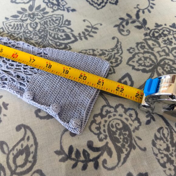 y2k Bebe Crochet Knit Fairy Boho Top sz S/M Blue Gray Festival Beach Whimsical - Picture 10 of 10